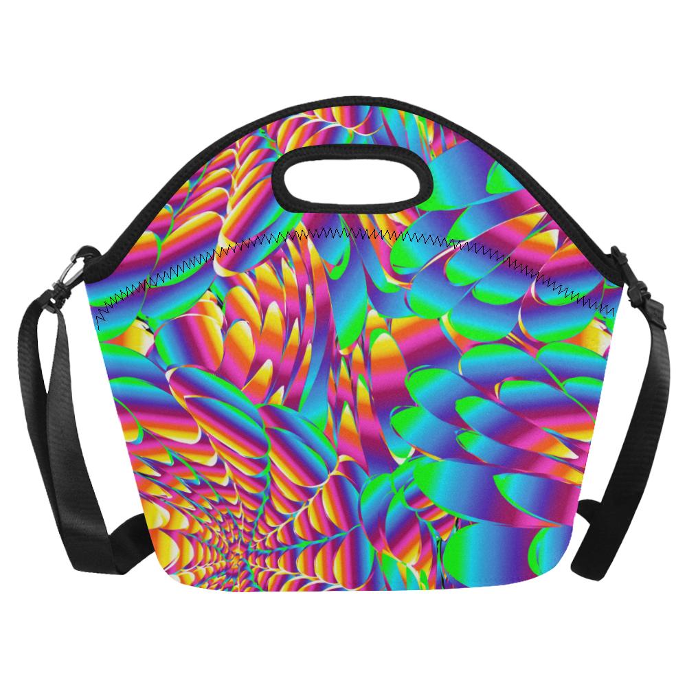 Psychedelic Trippy Pattern Neoprene Lunch Bag (Model 1669)(Large)-JTAMIGO.COM