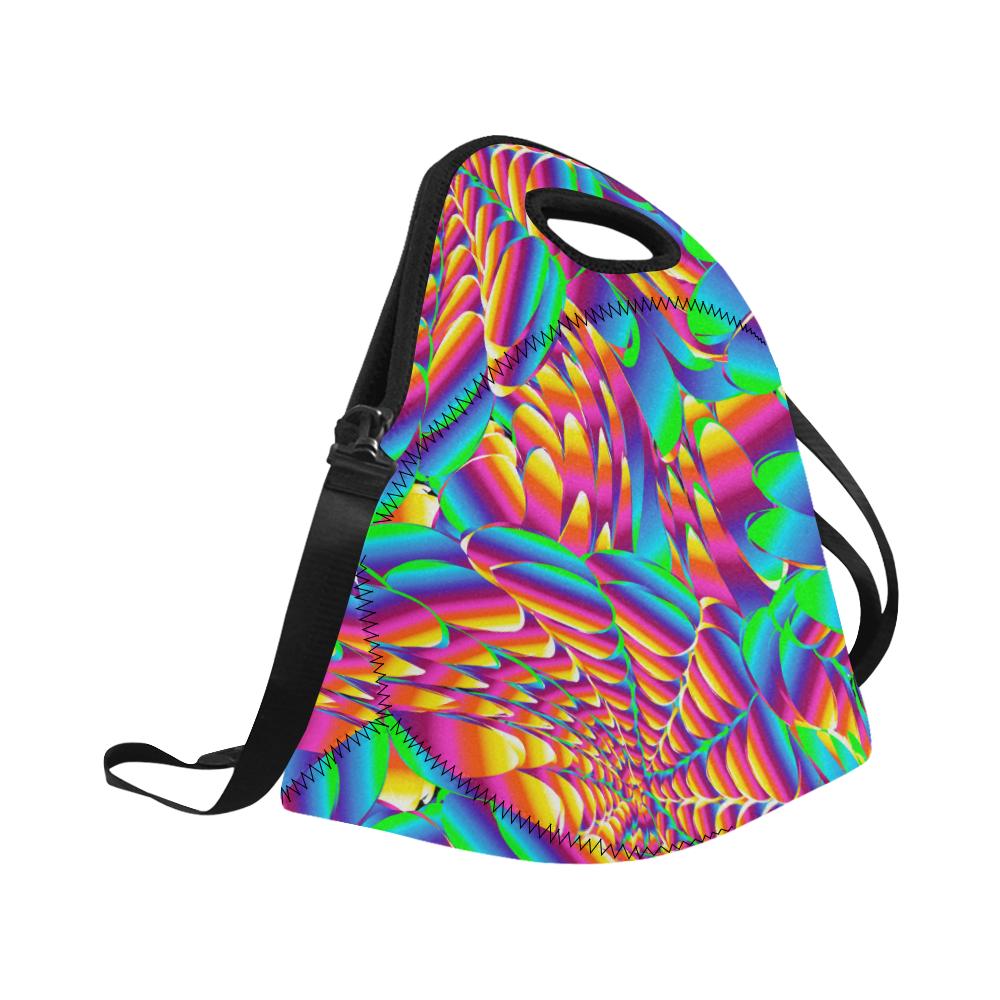 Psychedelic Trippy Pattern Neoprene Lunch Bag (Model 1669)(Large)-JTAMIGO.COM