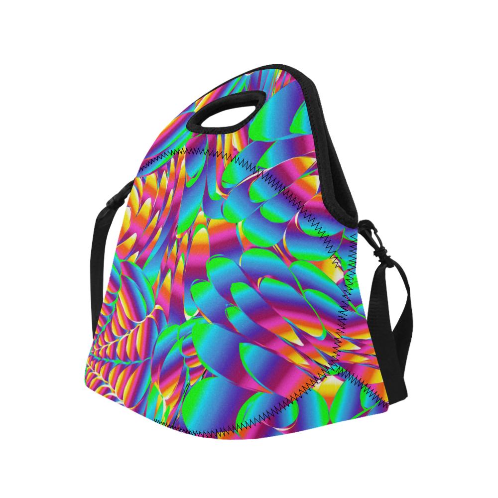 Psychedelic Trippy Pattern Neoprene Lunch Bag (Model 1669)(Large)-JTAMIGO.COM