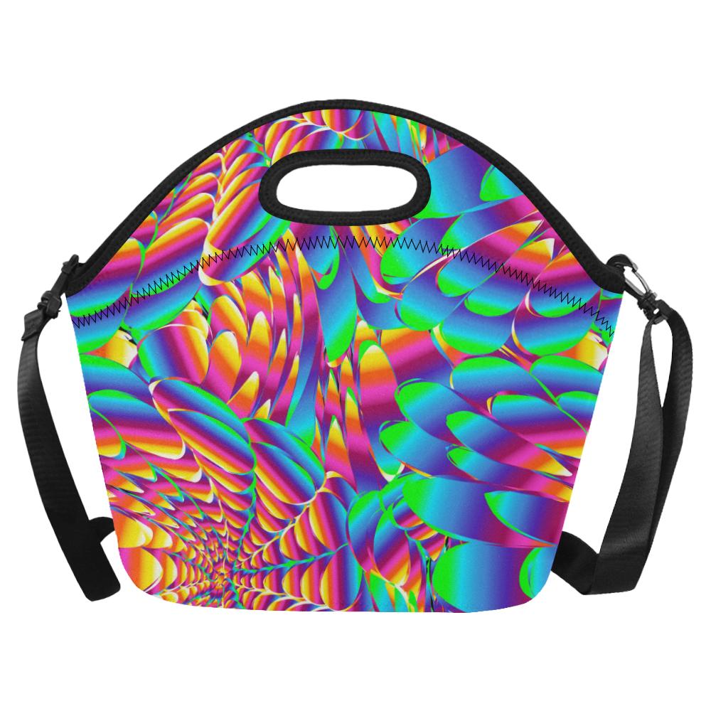Psychedelic Trippy Pattern Neoprene Lunch Bag (Model 1669)(Large)-JTAMIGO.COM