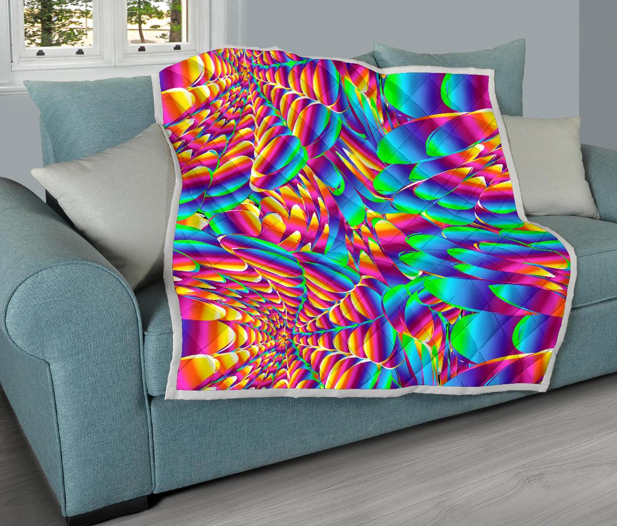 Psychedelic Trippy Pattern Premium Quilt-JTAMIGO.COM