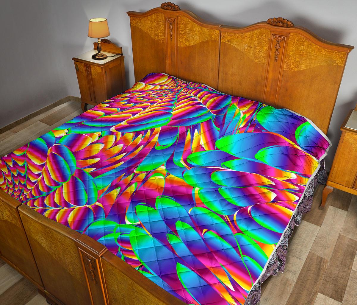 Psychedelic Trippy Pattern Premium Quilt-JTAMIGO.COM