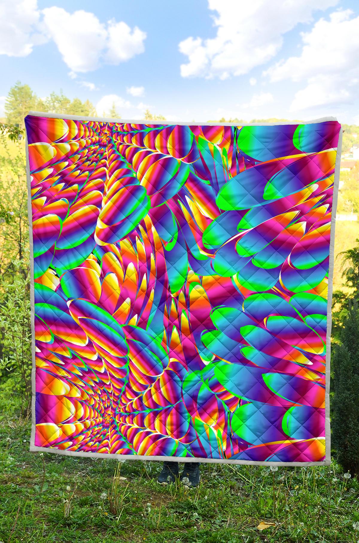 Psychedelic Trippy Pattern Premium Quilt-JTAMIGO.COM