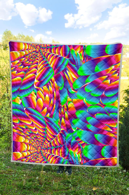 Psychedelic Trippy Pattern Premium Quilt-JTAMIGO.COM