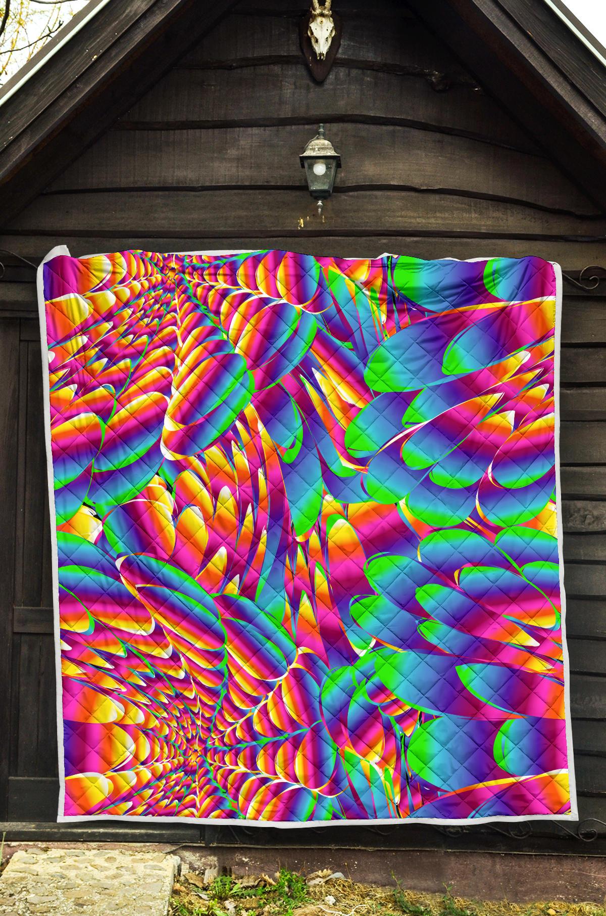 Psychedelic Trippy Pattern Premium Quilt-JTAMIGO.COM