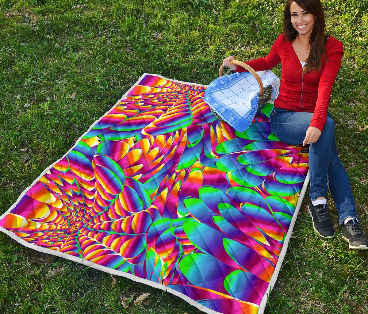 Psychedelic Trippy Pattern Premium Quilt-JTAMIGO.COM
