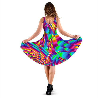Psychedelic Trippy Pattern Sleeveless Dress