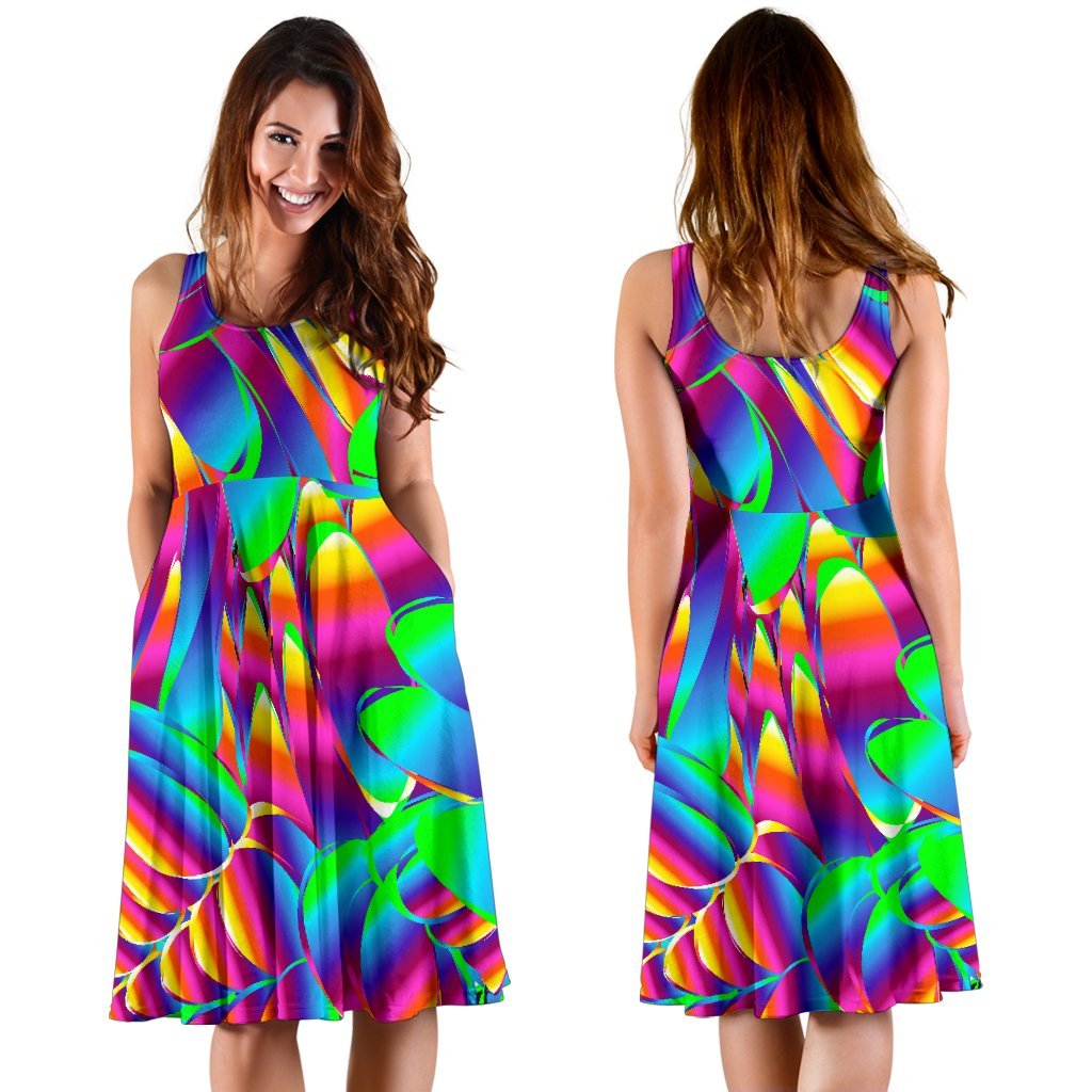 Psychedelic Trippy Pattern Sleeveless Dress