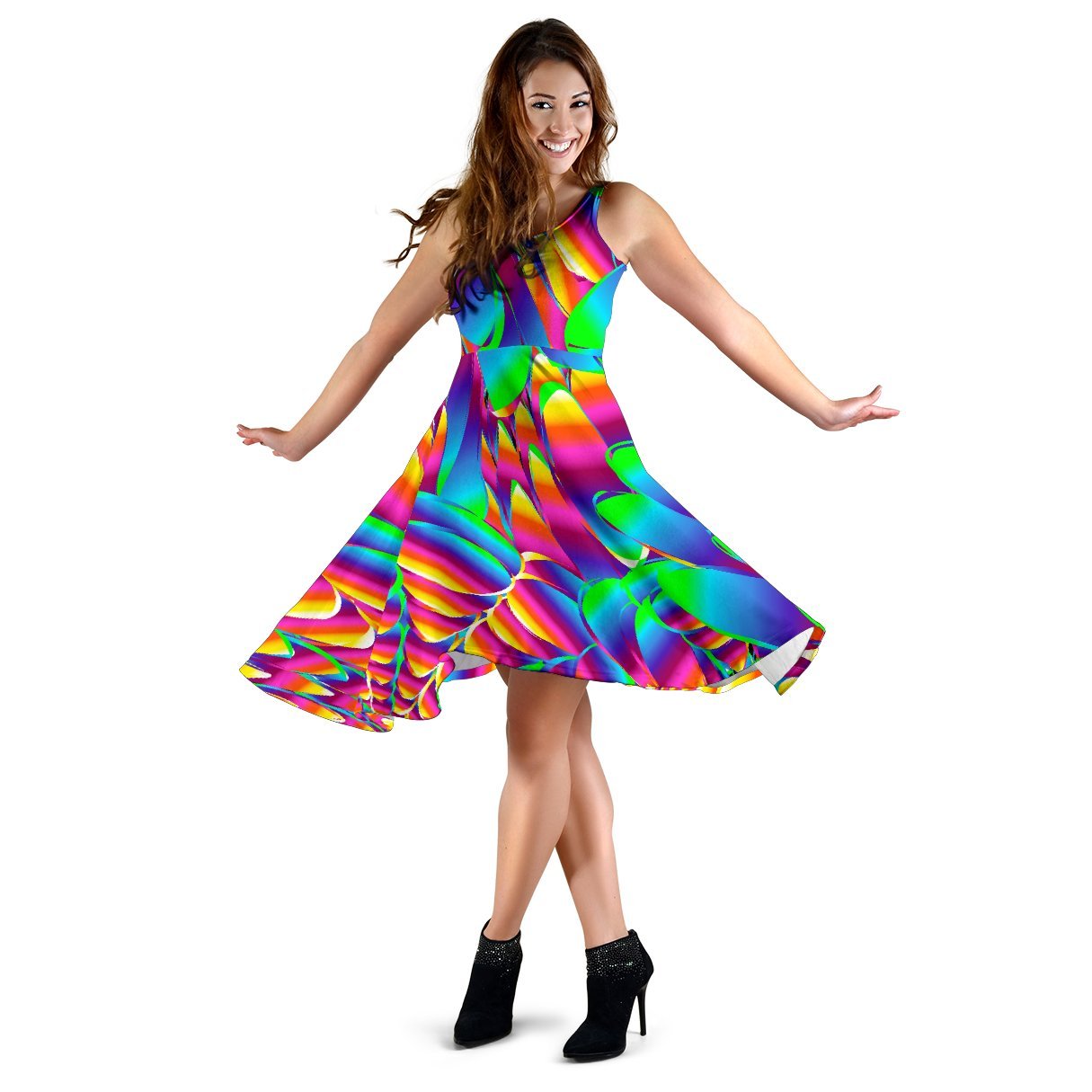 Psychedelic Trippy Pattern Sleeveless Dress