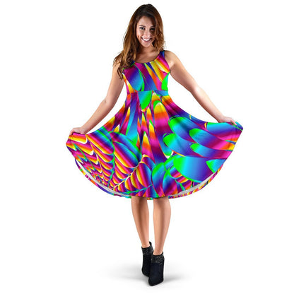 Psychedelic Trippy Pattern Sleeveless Dress