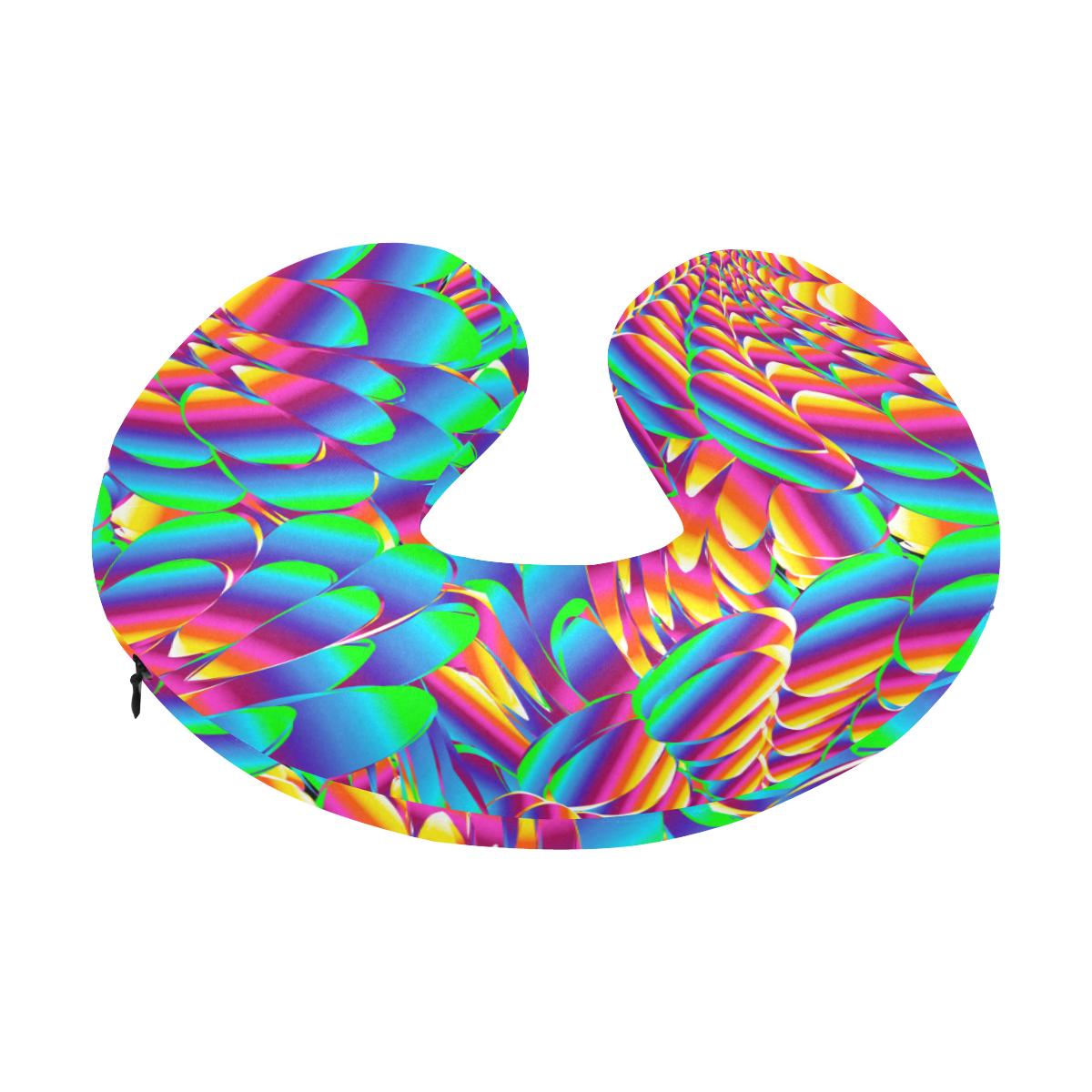 Psychedelic Trippy Pattern U-Shaped Travel Neck Pillow-JTAMIGO.COM