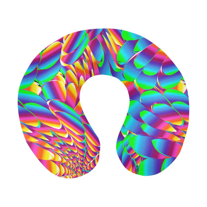 Psychedelic Trippy Pattern U-Shaped Travel Neck Pillow-JTAMIGO.COM