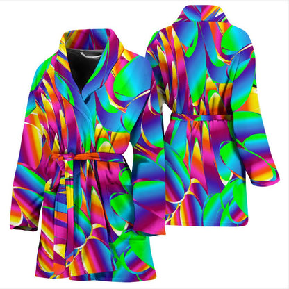 Psychedelic Trippy Pattern Women Bath Robe-JTAMIGO.COM