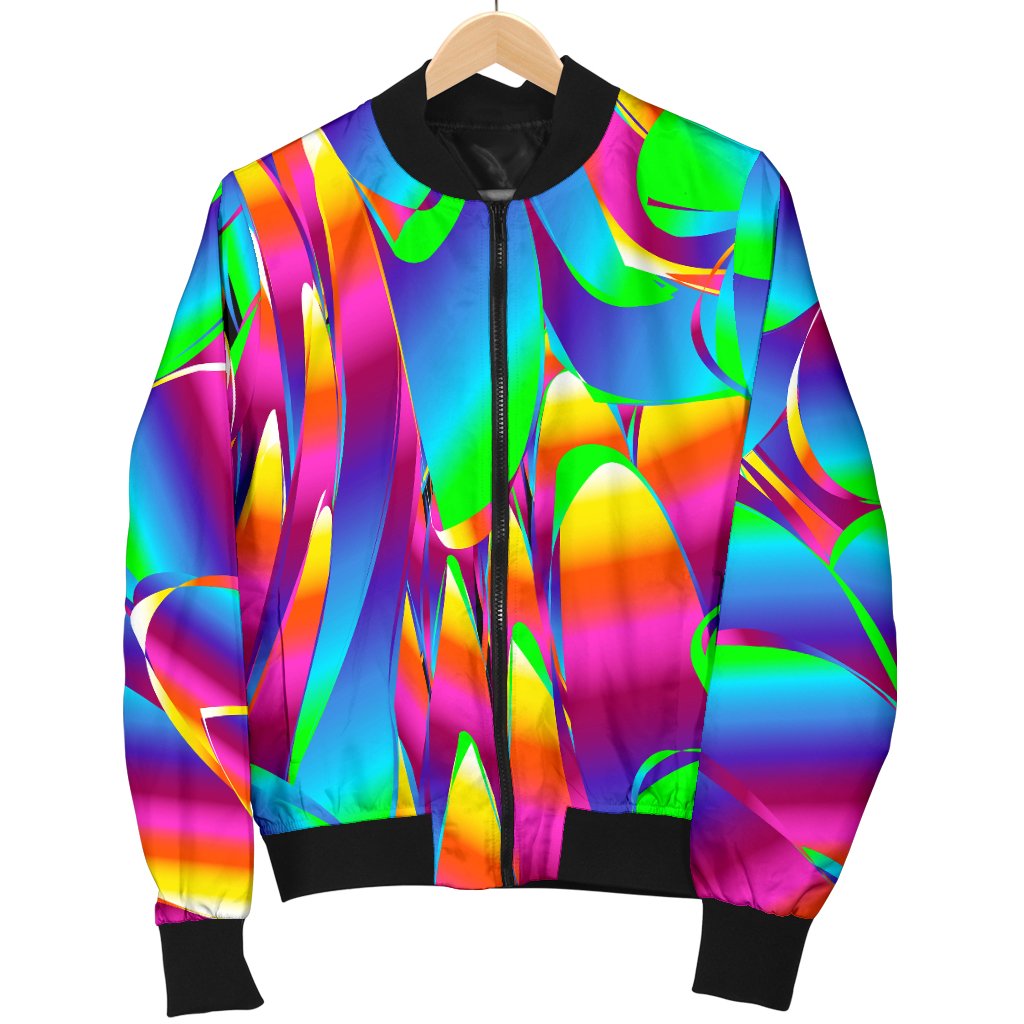 Psychedelic Trippy Pattern Women Casual Bomber Jacket