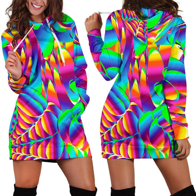 Psychedelic Trippy Pattern Women Hoodie Dress