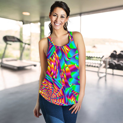 Psychedelic Trippy Pattern Women Racerback Tank Top