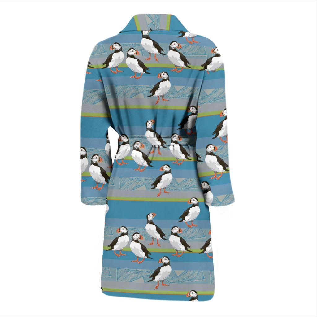 Puffin Pattern Print Design A01 Men Bathrobe-JORJUNE.COM