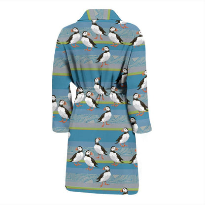 Puffin Pattern Print Design A01 Men Bathrobe-JORJUNE.COM