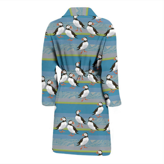 Puffin Pattern Print Design A01 Men Bathrobe-JORJUNE.COM