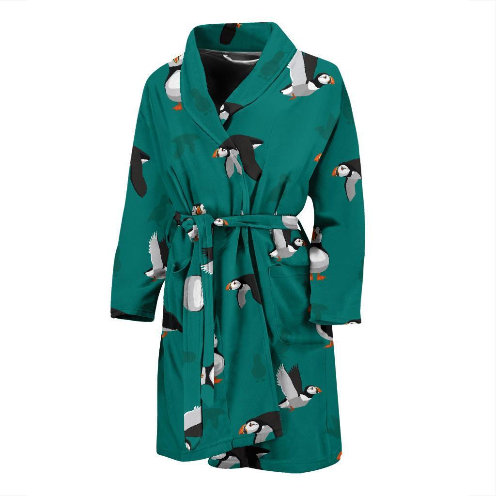 Puffin Pattern Print Design A02 Men Bathrobe-JORJUNE.COM
