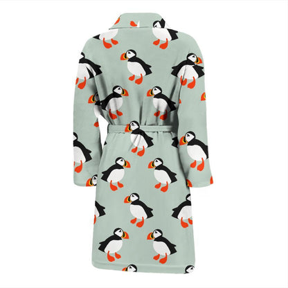 Puffin Pattern Print Design A03 Men Bathrobe-JORJUNE.COM