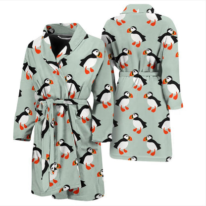 Puffin Pattern Print Design A03 Men Bathrobe-JORJUNE.COM