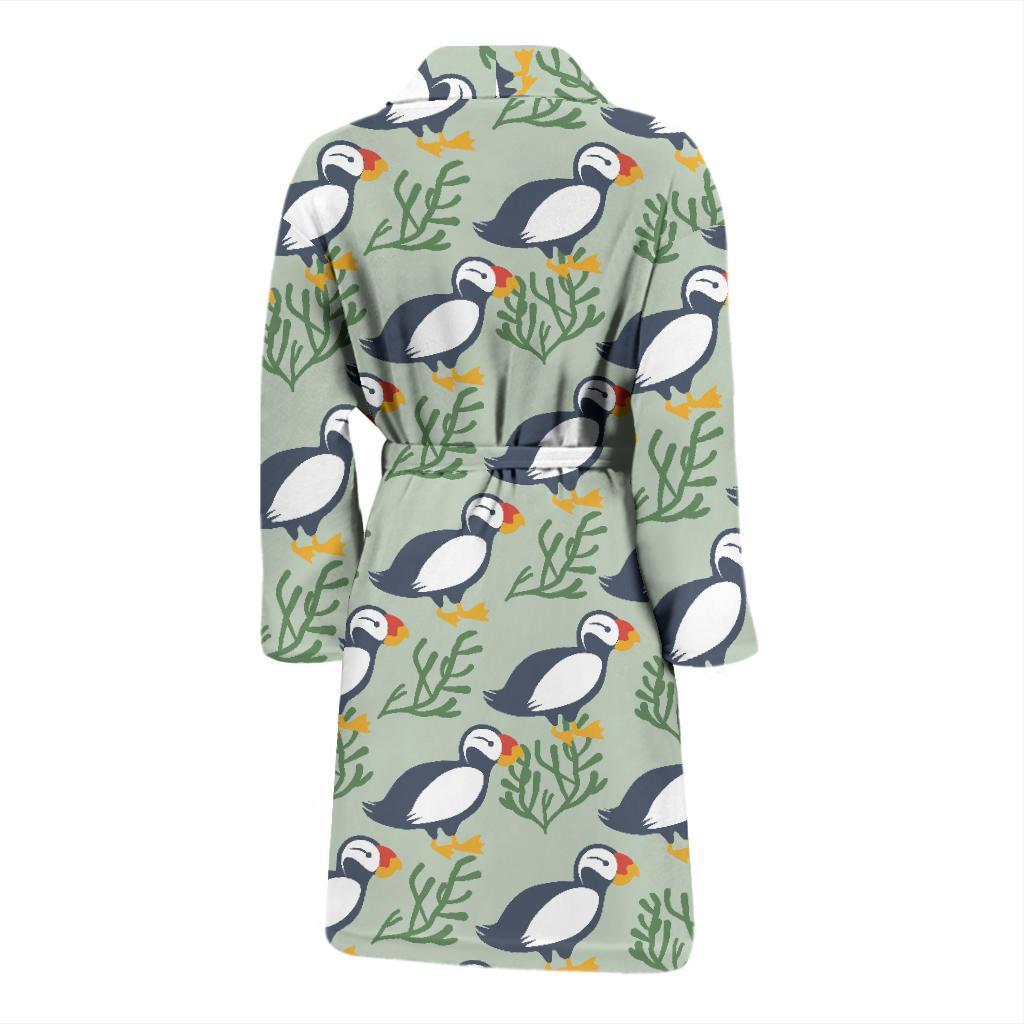 Puffin Pattern Print Design A04 Men Bathrobe-JORJUNE.COM