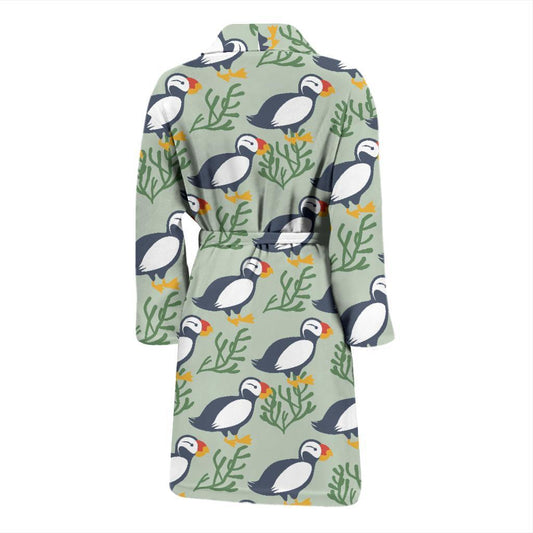 Puffin Pattern Print Design A04 Men Bathrobe-JORJUNE.COM