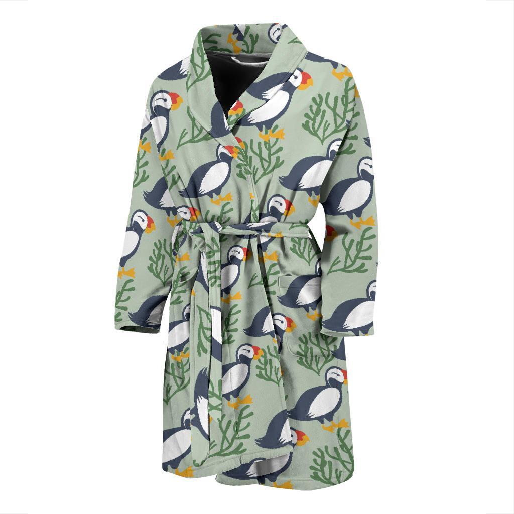 Puffin Pattern Print Design A04 Men Bathrobe-JORJUNE.COM