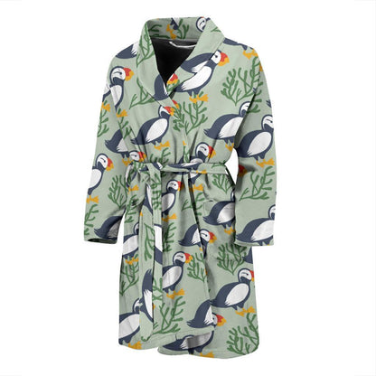 Puffin Pattern Print Design A04 Men Bathrobe-JORJUNE.COM