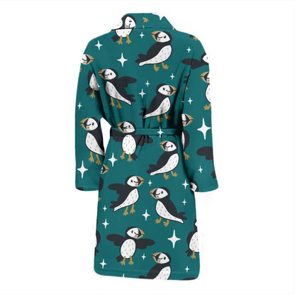 Puffin Pattern Print Design A05 Men Bathrobe-JORJUNE.COM