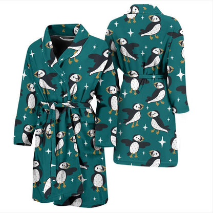 Puffin Pattern Print Design A05 Men Bathrobe-JORJUNE.COM