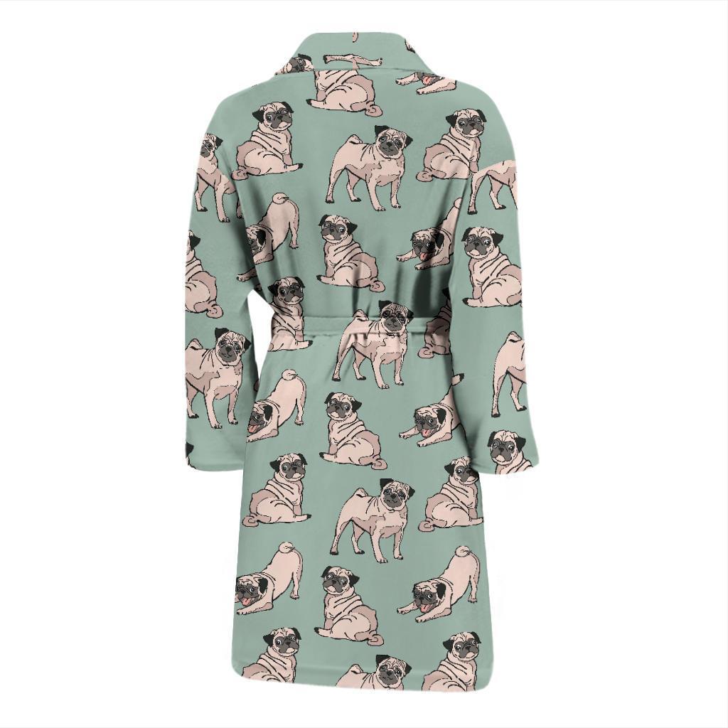 Pug Pattern Print Design A01 Men Bathrobe-JORJUNE.COM