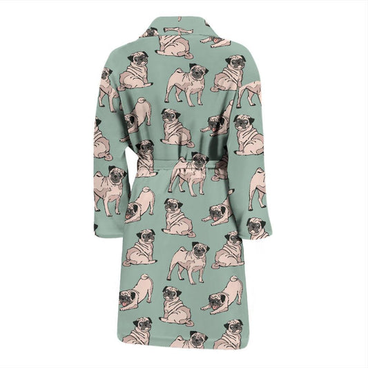 Pug Pattern Print Design A01 Men Bathrobe-JORJUNE.COM