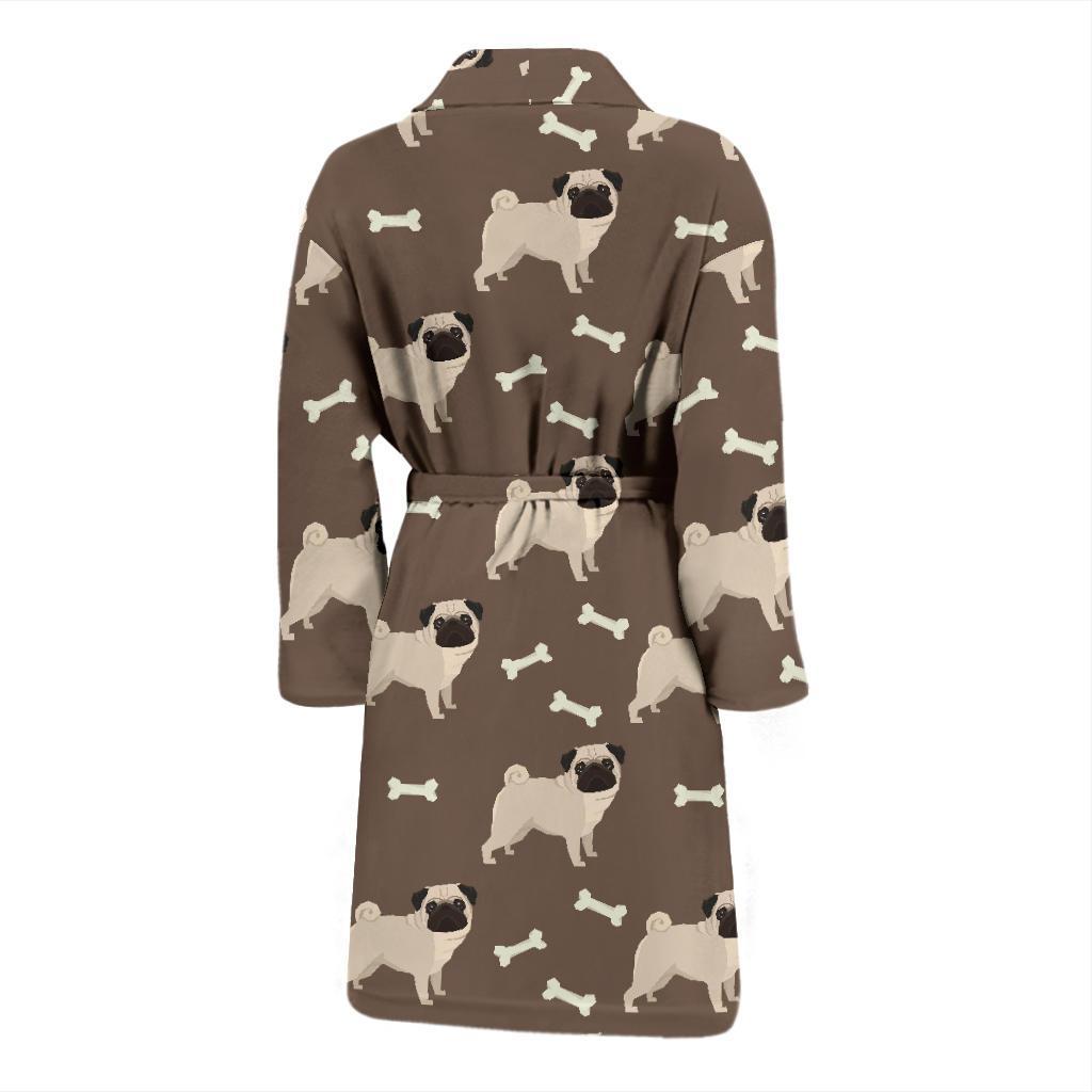 Pug Pattern Print Design A02 Men Bathrobe-JORJUNE.COM
