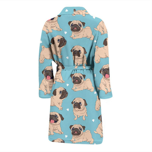 Pug Pattern Print Design A03 Men Bathrobe-JORJUNE.COM