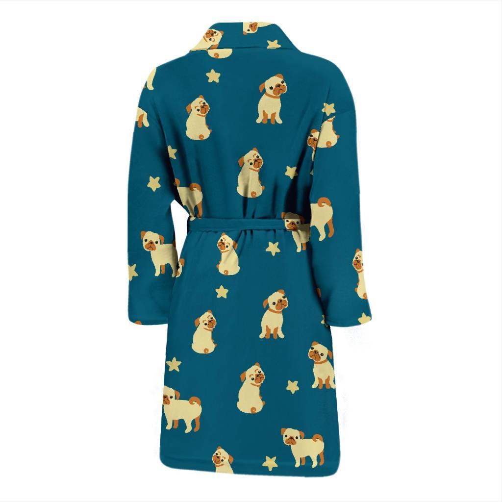 Pug Pattern Print Design A06 Men Bathrobe-JORJUNE.COM