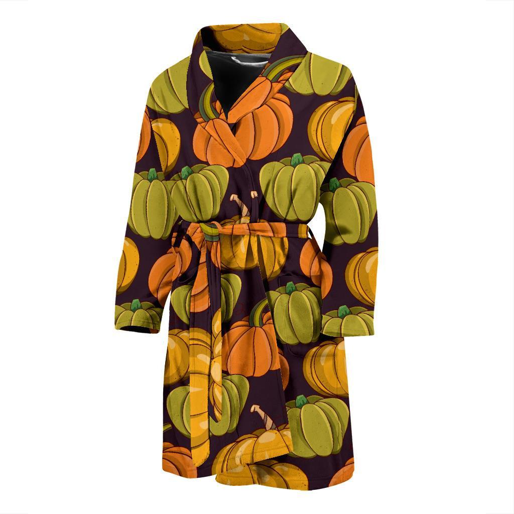 Pumpkin Pattern Print Design A01 Men Bathrobe-JORJUNE.COM