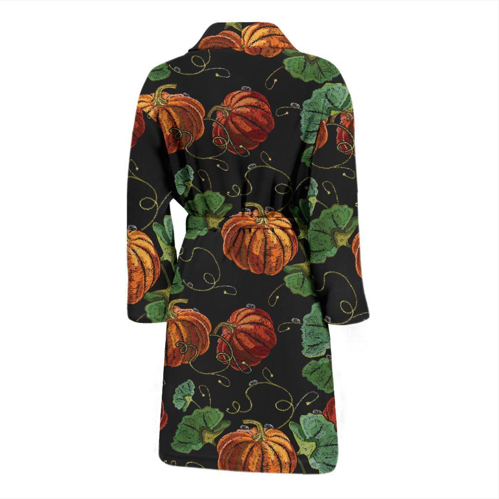 Pumpkin Pattern Print Design A02 Men Bathrobe-JORJUNE.COM