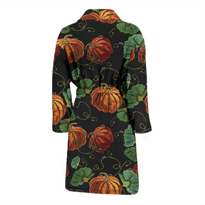 Pumpkin Pattern Print Design A02 Men Bathrobe-JORJUNE.COM