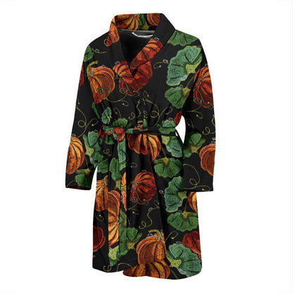 Pumpkin Pattern Print Design A02 Men Bathrobe-JORJUNE.COM