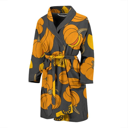 Pumpkin Pattern Print Design A03 Men Bathrobe-JORJUNE.COM