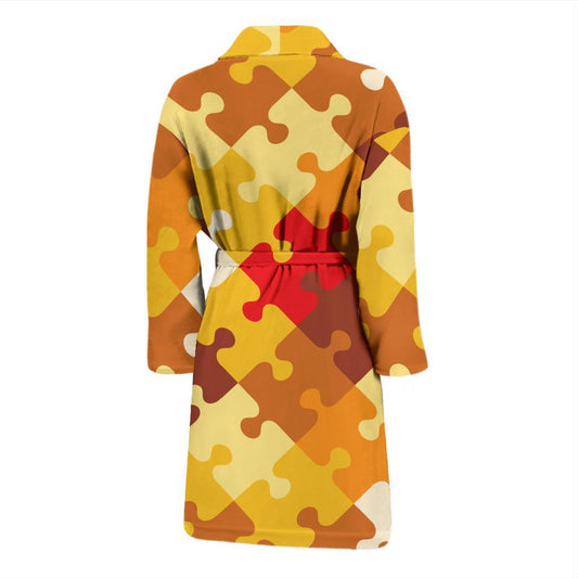 Puzzle Pattern Print Design A01 Men Bathrobe-JORJUNE.COM