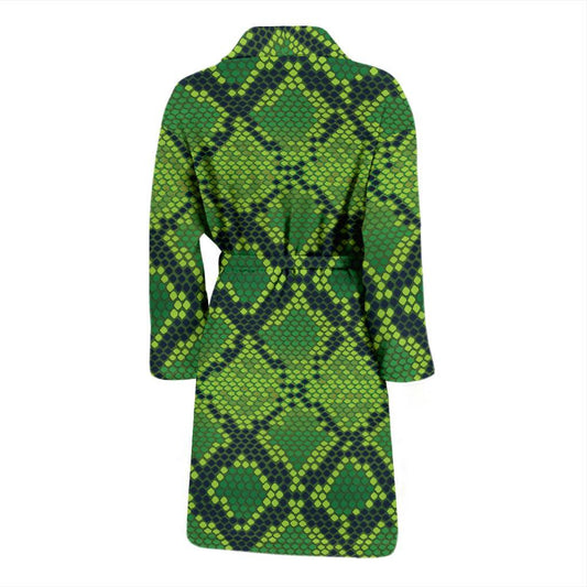 Python Green Pattern Print Design A01 Men Bathrobe-JORJUNE.COM