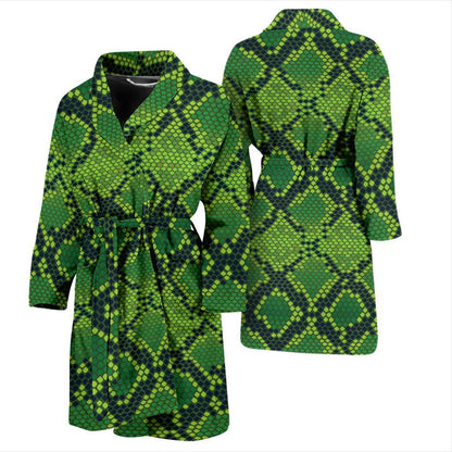 Python Green Pattern Print Design A01 Men Bathrobe-JORJUNE.COM