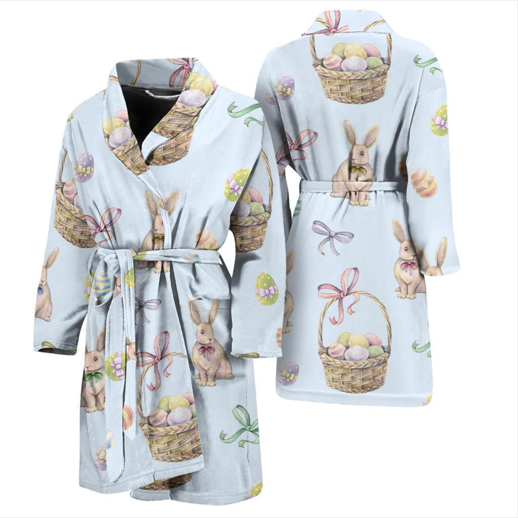 Rabbit Easter Eggs Pattern Print Design 03 Men Bathrobe-JORJUNE.COM