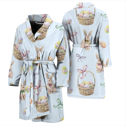 Rabbit Easter Eggs Pattern Print Design 03 Men Bathrobe-JORJUNE.COM