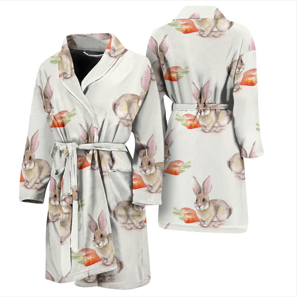 Rabbit Pattern Print Design 01 Men Bathrobe-JORJUNE.COM