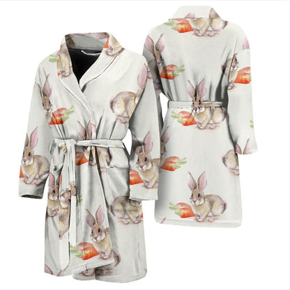 Rabbit Pattern Print Design 01 Men Bathrobe-JORJUNE.COM
