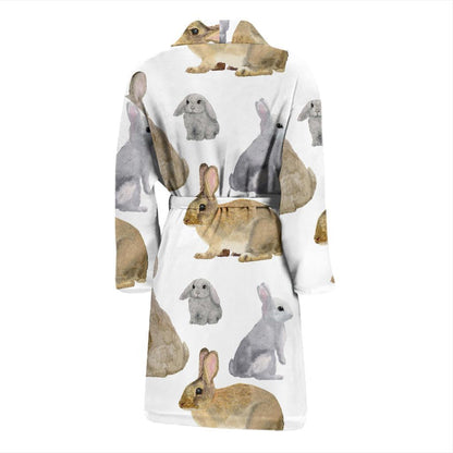 Rabbit Pattern Print Design 02 Men Bathrobe-JORJUNE.COM